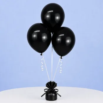 A cluster of black balloons, symbolizing sophistication and somberness, suitable for various occasions.