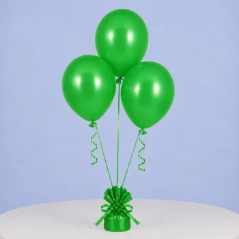 3 pcs green balloons with sticks & cups.