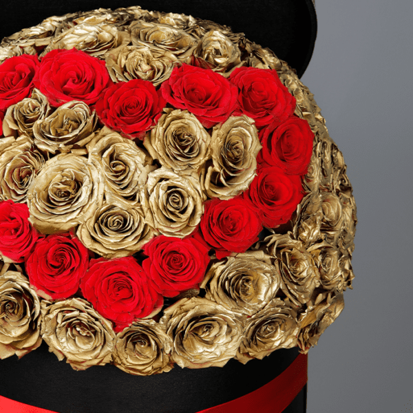 Red Heart and Golden Roses In A Box 2 golden rose qatar