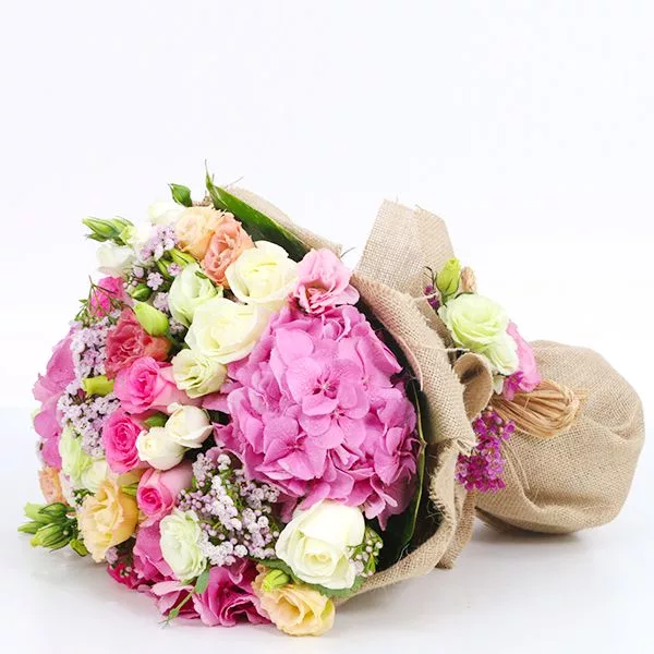 BUNCH OF MIX FLOWERS WITH PINK HYDRANGEAS Blossom Haven mix flowers bouquet