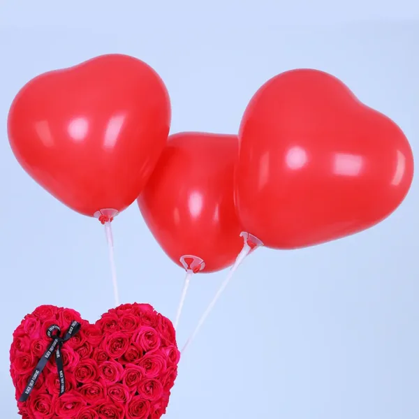 Box of Presenting Heart with Balloons Heart Shape Roses Arrangement with Balloons