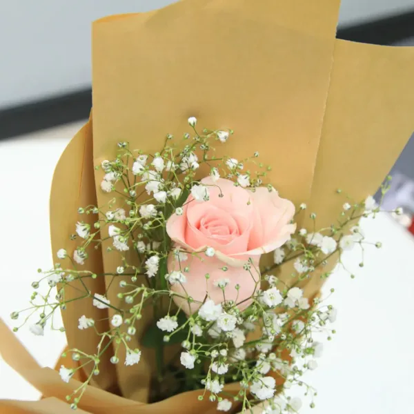 single pink roses wrapped1 Single Pink Rose Wrapped with Gypso onine