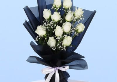 White Roses in Black Wrap