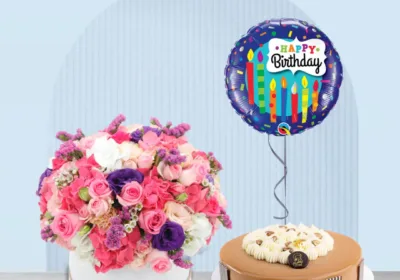 Mocha bean cake with flowers