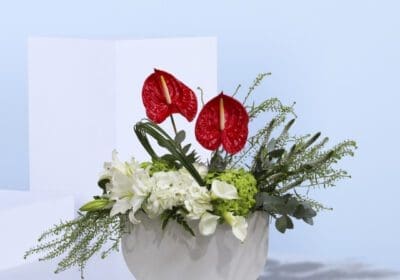 anthuriums, hydrangeas, lilies, and calla lilies.