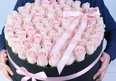 Pink Rose Grande Bouquet featuring 70 light pink roses arranged in a voluminous and elegant floral bouquet for gifting and décor