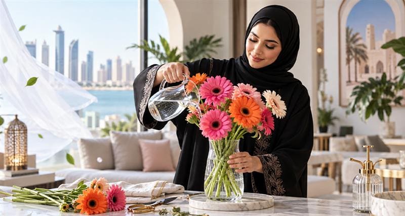 Gerbera flower care tips for keeping fresh gerbera flowers in Doha