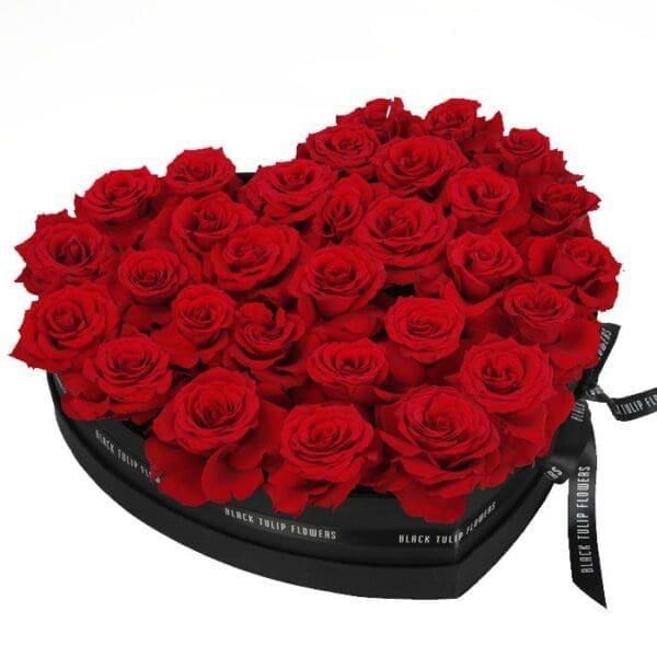 Perfect Red Roses in Heart Shaped Box Perfect Red Roses in Heart Shaped Box by Black Tulip Flowers