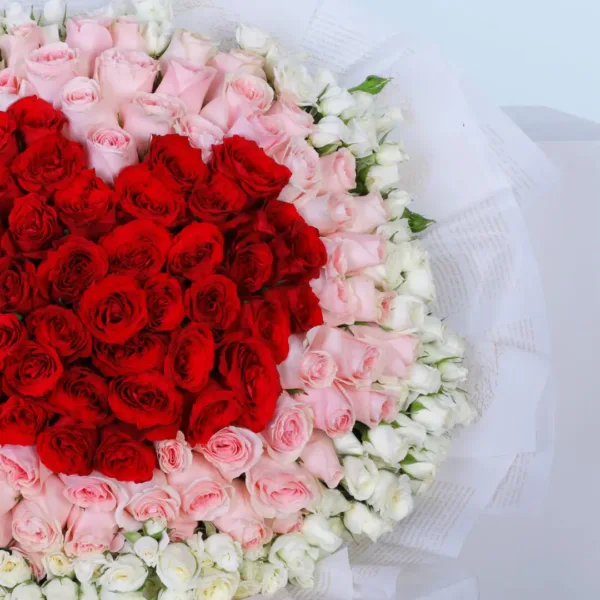 04-1080x1080 Red, Pink and White Roses Bouquet
