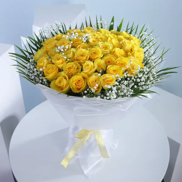 03-8 Bright Yellow Bliss Roses Bouquet