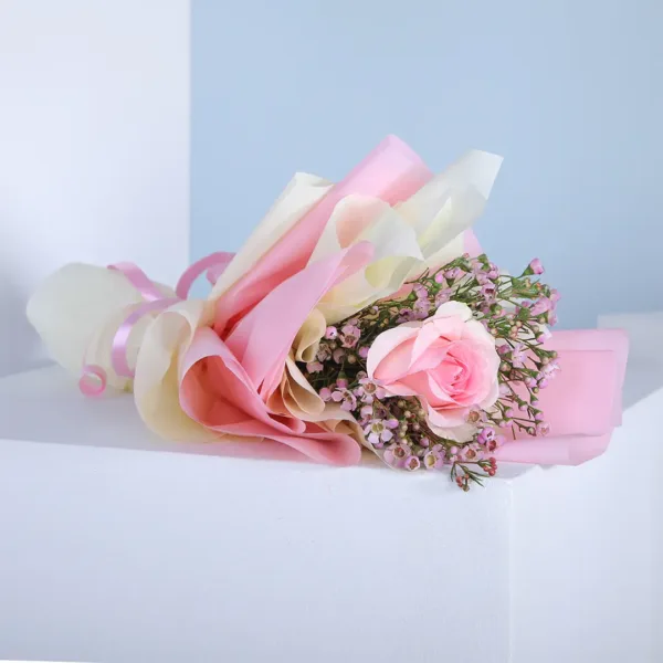 04-24 Single pink rose bouquet
