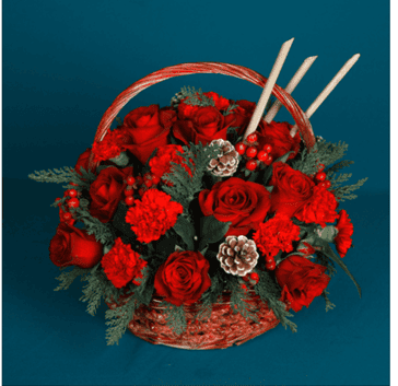 carnation flowers in basket